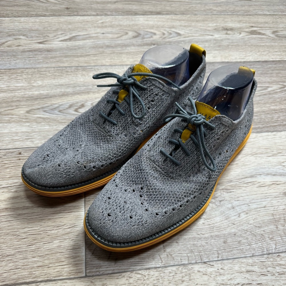 COLE HAAN mens sneakers 12 Original Grand Stitchlite Wingtips Grey/yellow  D179